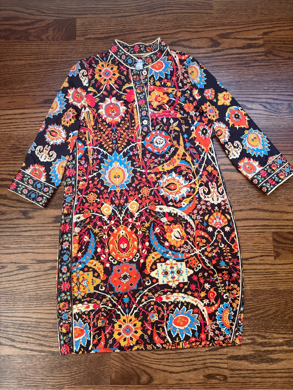 Gretchen Scott Designs Black Multicolor Paisley Floral Tunic Dress